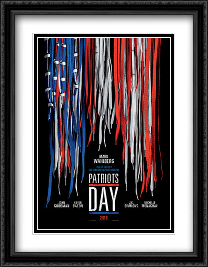 Patriots Day 28x36 Black Ornate Wood Framed Movie Poster with Double Matting