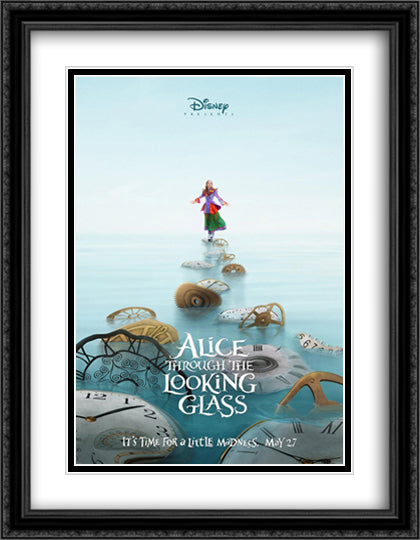 Alice Through the Looking Glass 28x36 Black Ornate Wood Framed Movie Poster with Double Matting