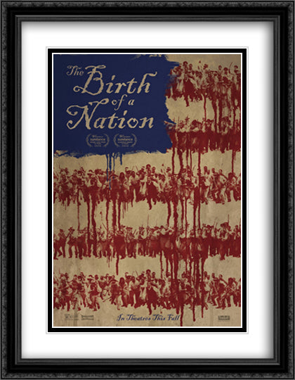 The Birth of a Nation 28x36 Black Ornate Wood Framed Movie Poster with Double Matting