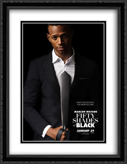 Fifty Shades of Black 28x36 Black Ornate Wood Framed Movie Poster with Double Matting