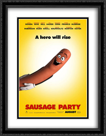 Sausage Party 28x36 Black Ornate Wood Framed Movie Poster with Double Matting