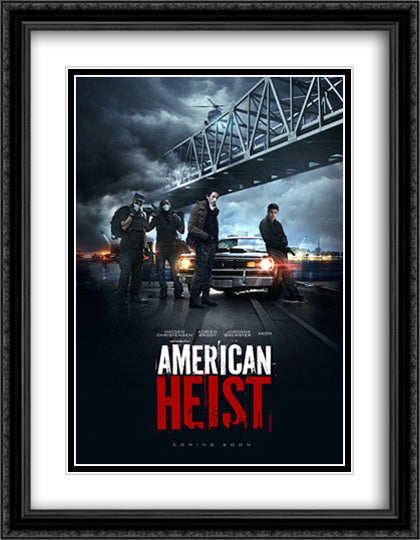 American Heist 28x36 Black Ornate Wood Framed Movie Poster with Double Matting
