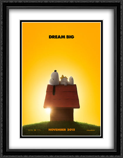 The Peanuts Movie 28x36 Black Ornate Wood Framed Art Print Poster with Double Matting by Peanuts