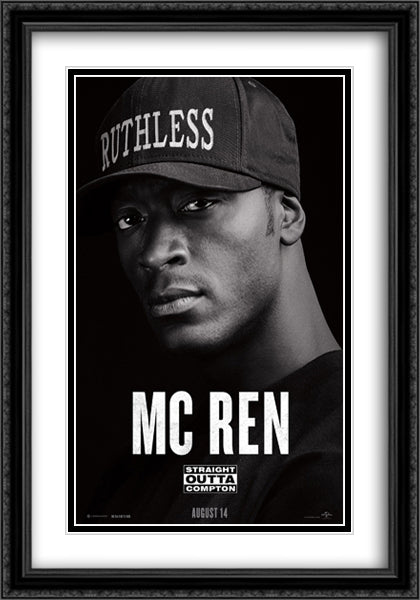 Straight Outta Compton 28x40 Black Ornate Wood Framed Movie Poster with Double Matting