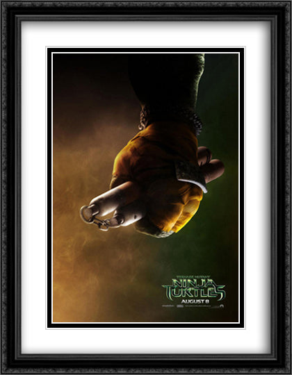 Teenage Mutant Ninja Turtles 28x36 Black Ornate Wood Framed Movie Poster with Double Matting