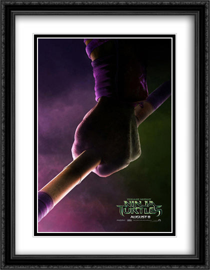 Teenage Mutant Ninja Turtles 28x36 Black Ornate Wood Framed Movie Poster with Double Matting