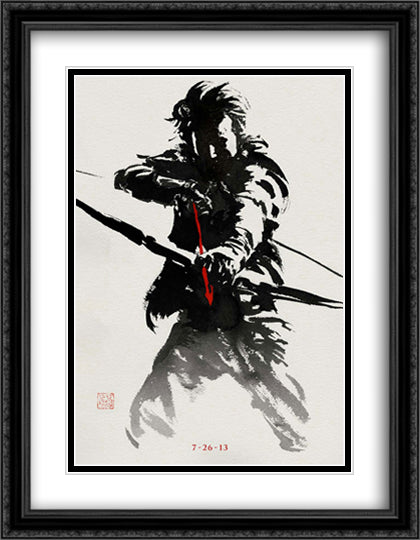 The Wolverine 28x36 Black Ornate Wood Framed Movie Poster with Double Matting