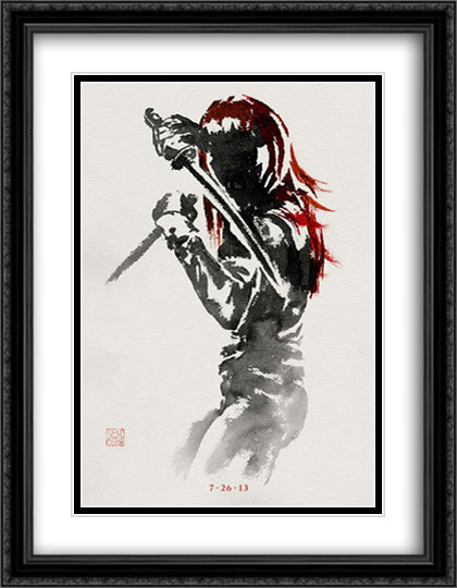 The Wolverine 28x36 Black Ornate Wood Framed Movie Poster with Double Matting