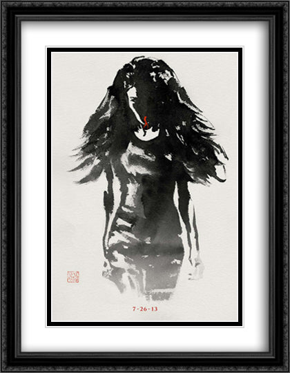 The Wolverine 28x36 Black Ornate Wood Framed Movie Poster with Double Matting