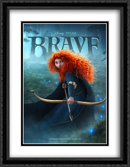 Brave 28x36 Black Ornate Wood Framed Movie Poster with Double Matting