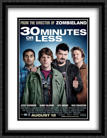 30 Minutes or Less 28x36 Black Ornate Wood Framed Movie Poster with Double Matting
