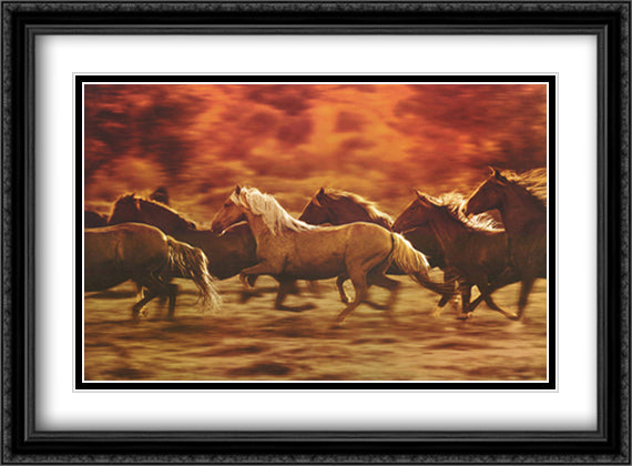Autumn Run 38x28 Black Ornate Wood Framed Art Print Poster with Double Matting by Stromberg, Tony