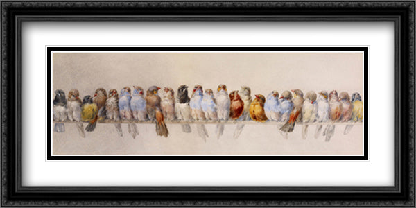 Hector Giacomelli - The Bird Perch 40x20 Black Ornate Wood Framed Art Print Poster with Double Matting by Giacomelli, Hector