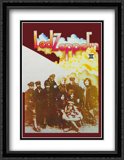 Led Zeppelin II 28x40 Black Ornate Wood Framed Art Print Poster with Double Matting