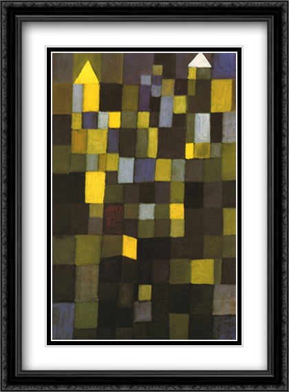 Architektur 28x38 Black Ornate Wood Framed Art Print Poster with Double Matting by Klee, Paul
