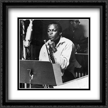 Miles Davis - 'Kind'a Blue' 28x28 Black Ornate Wood Framed Art Print Poster with Double Matting