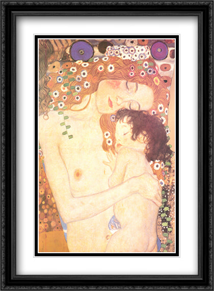 Three Ages of Woman - Mother and Child, c.1905 (detail) 28x40 Black Ornate Wood Framed Art Print Poster with Double Matting by Klimt, Gustav
