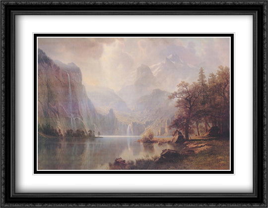 In The Mountains 40x28 Black Ornate Wood Framed Art Print Poster with Double Matting by Bierstadt, Albert