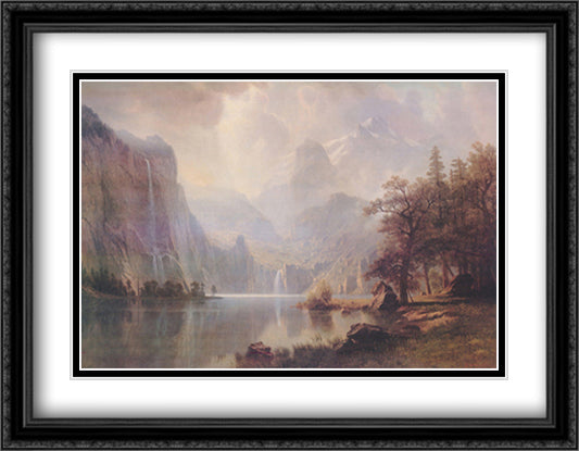 In The Mountains 40x28 Black Ornate Wood Framed Art Print Poster with Double Matting by Bierstadt, Albert