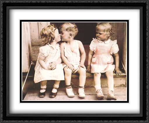 Il Bacio 34x28 Black Ornate Wood Framed Art Print Poster with Double Matting by Baldwin, Furman