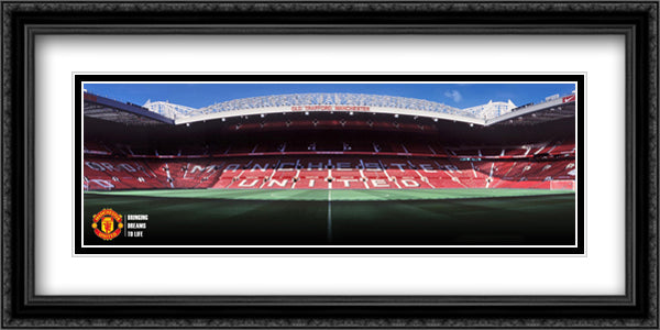Old Trafford 40x16 Black Ornate Wood Framed Art Print Poster with Double Matting
