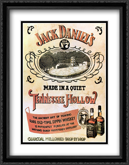 Jack Daniel's (Distillery) 28x36 Black Ornate Wood Framed Art Print Poster with Double Matting