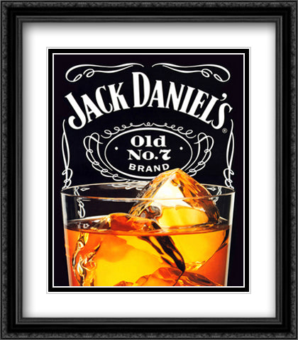 Jack Daniel's on the Rocks 28x32 Black Ornate Wood Framed Art Print Poster with Double Matting