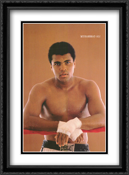 Muhammad Ali - Ropes 28x40 Black Ornate Wood Framed Art Print Poster with Double Matting