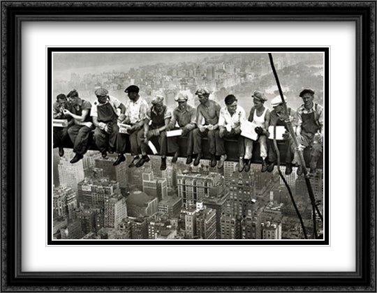 Lunchtime Atop a Skyscraper, c.1932 36x28 Black Ornate Wood Framed Art Print Poster with Double Matting by Ebbets, Charles C.