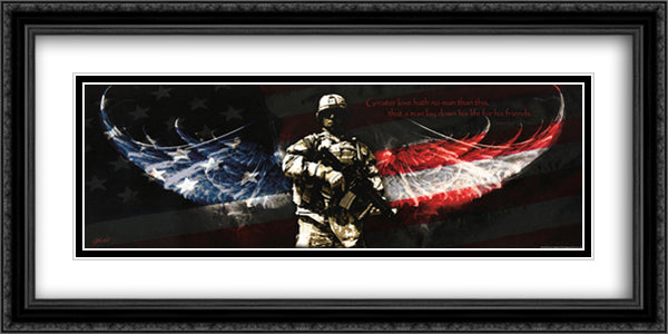 No Greater Love 40x16 Black Ornate Wood Framed Art Print Poster with Double Matting by Bullard, Jason