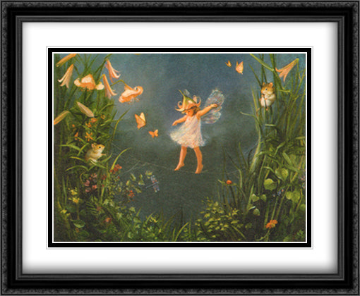 In My Secret Garden 34x28 Black Ornate Wood Framed Art Print Poster with Double Matting by St. Clair, Mary Baxter
