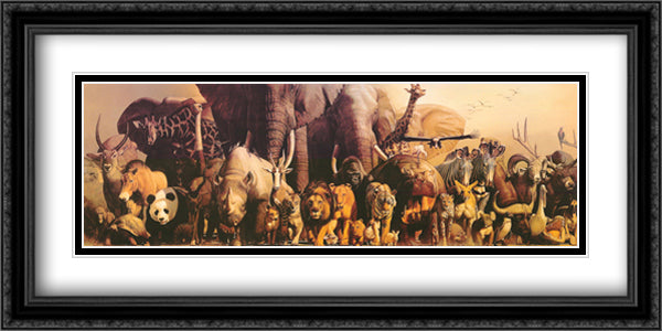 Noah's Ark 40x16 Black Ornate Wood Framed Art Print Poster with Double Matting by Takino, Haruko