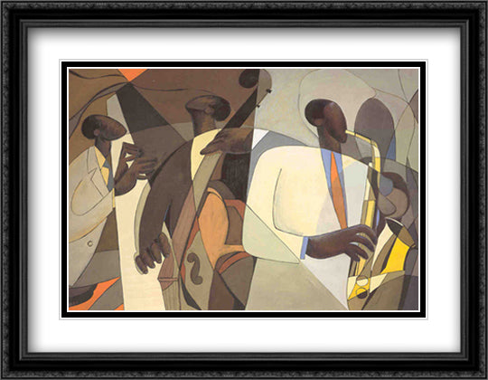 Jazz at Takoma Station 34x26 Black Ornate Wood Framed Art Print Poster with Double Matting by Holston, Joseph