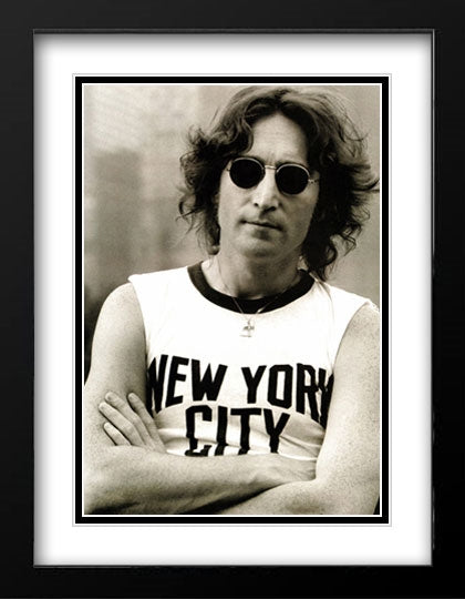 John Lennon: NYC T-Shirt 28x40 Black Modern Wood Framed Art Print Poster with Double Matting