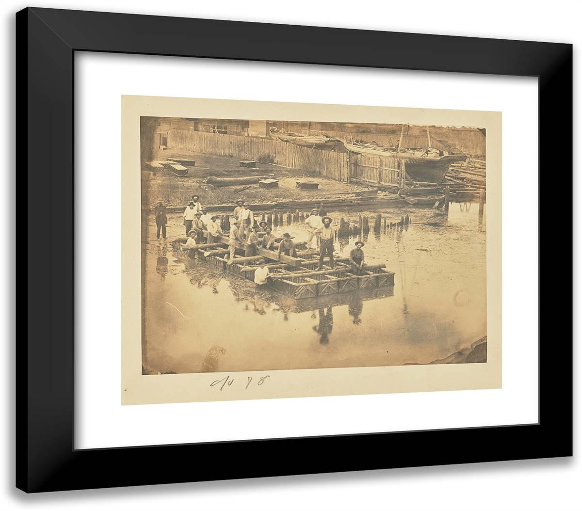 Blanket Boats II 23x20 Black Modern Wood Framed Art Print Poster by Russell, A.J.