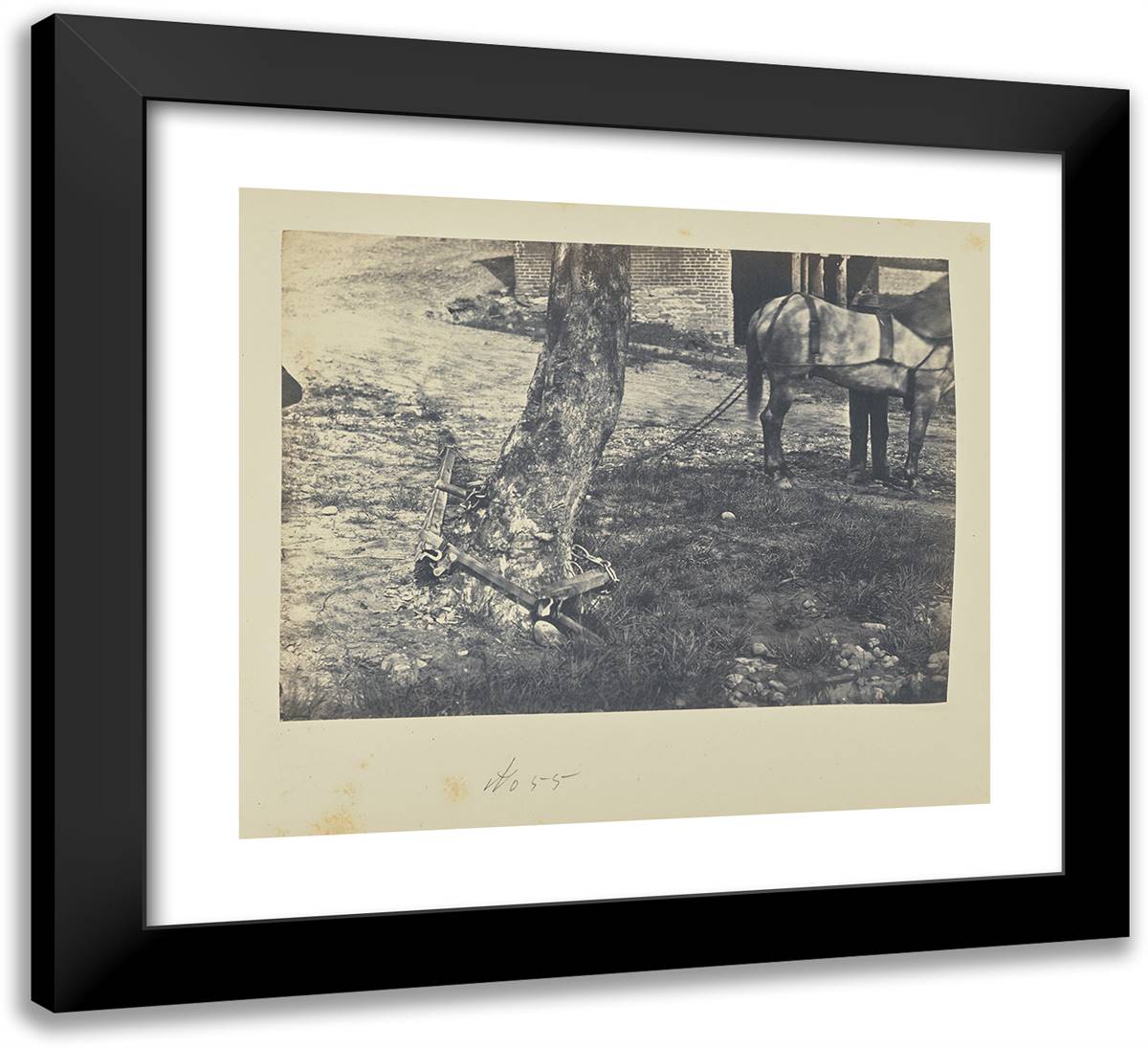 Breaking and Bending Rails Around Tree 22x20 Black Modern Wood Framed Art Print Poster by Russell, A.J.