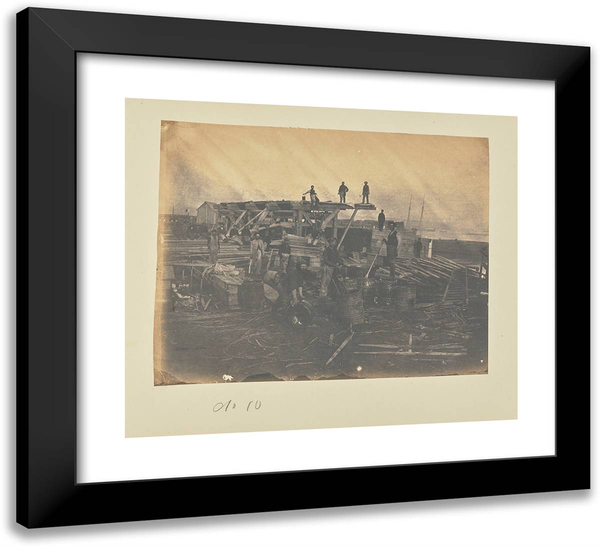 Dockyard at Alexandria, After Sunset 22x20 Black Modern Wood Framed Art Print Poster by Russell, A.J.