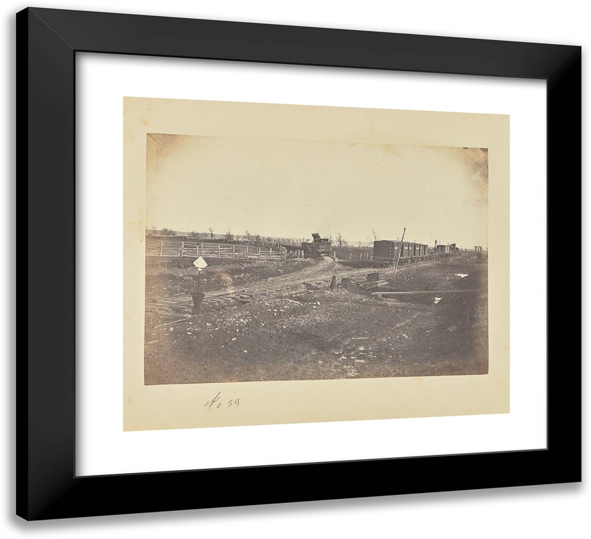 Loudon and Hampshire Railroad, Near Junction with Alexandria 22x20 Black Modern Wood Framed Art Print Poster by Russell, A.J.