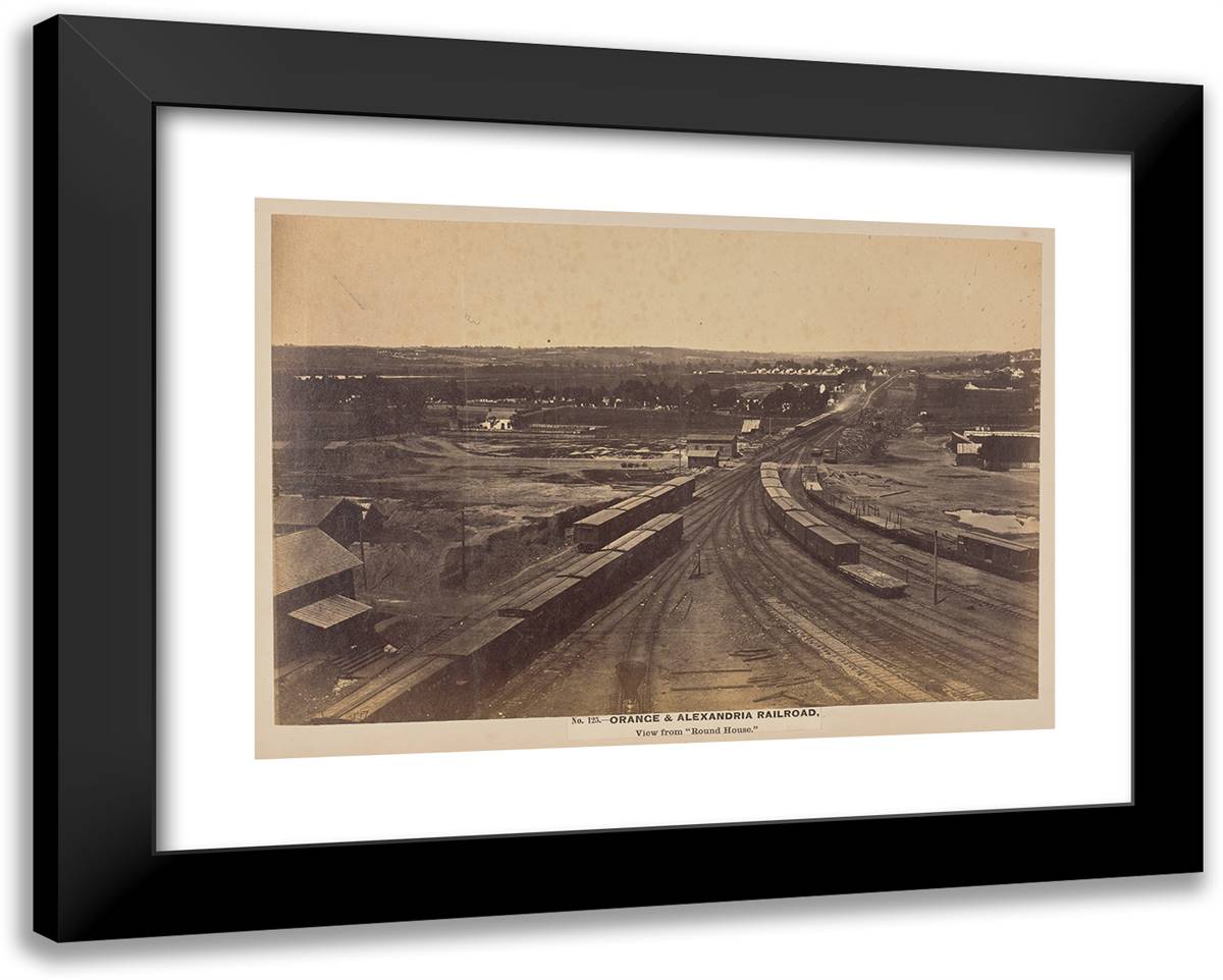 No. 125. Orange & Alexandria Railroad, VIew from the Round H 24x19 Black Modern Wood Framed Art Print Poster by Russell, A.J.