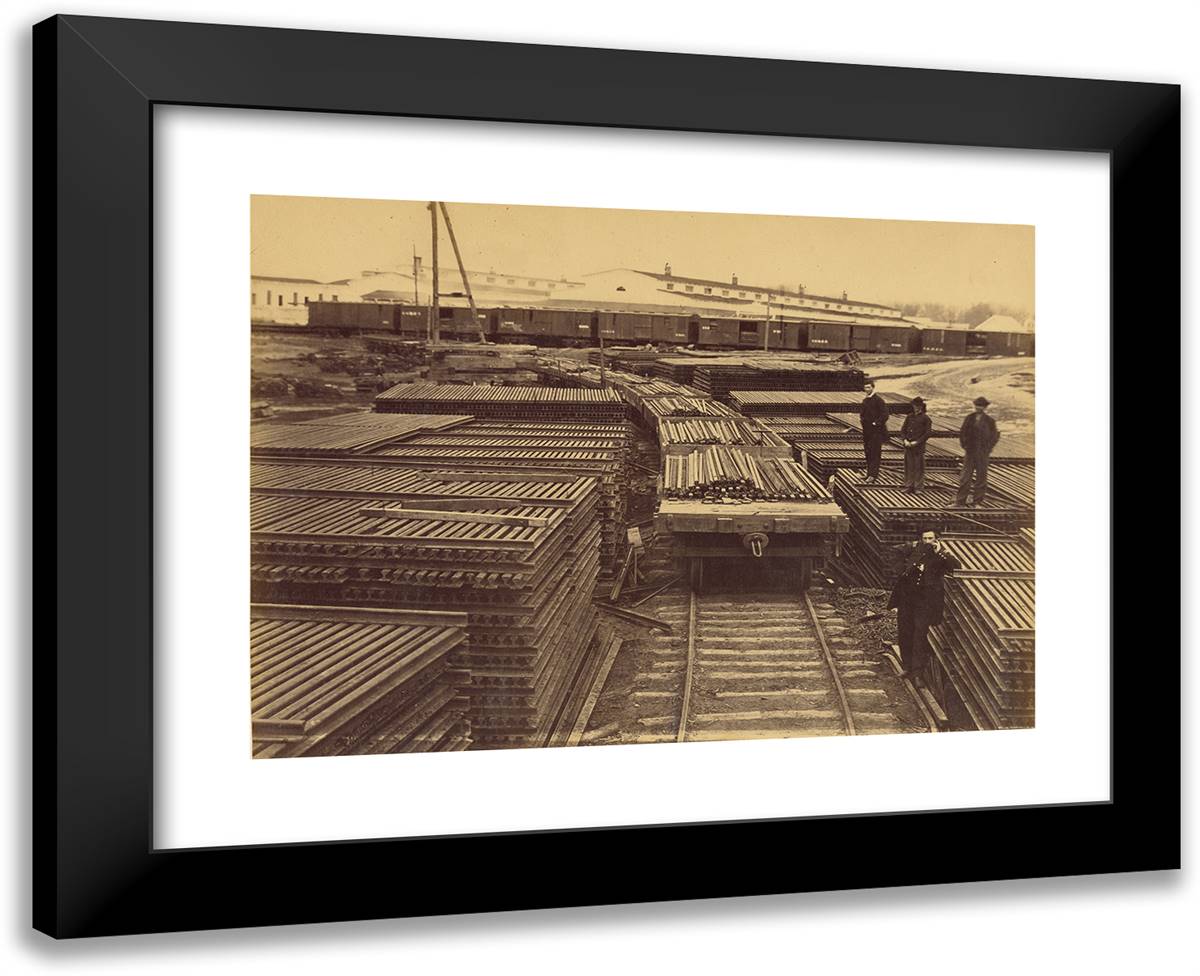 Rails of the Manassas Gap Railroad, Alexandria Va. 24x19 Black Modern Wood Framed Art Print Poster by Russell, A.J.