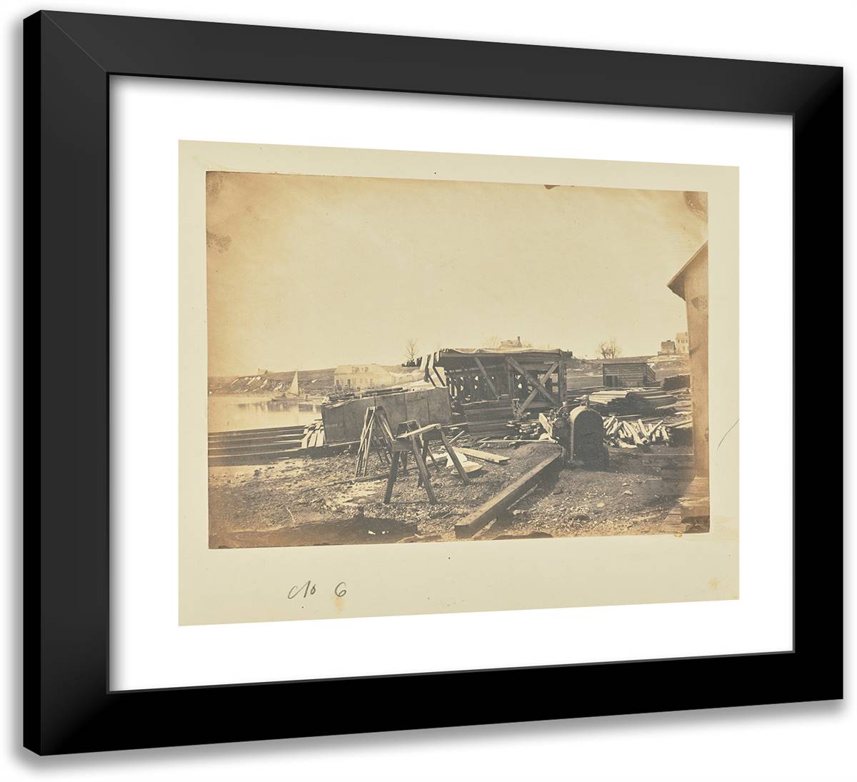 Represents Arks in Process of Construction 22x20 Black Modern Wood Framed Art Print Poster by Russell, A.J.