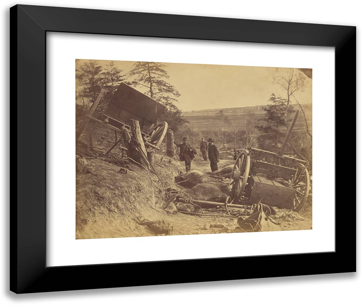 Scene of Battle, Fredericksburg, VIrginia (Caissons Destroye 24x20 Black Modern Wood Framed Art Print Poster by Russell, A.J.