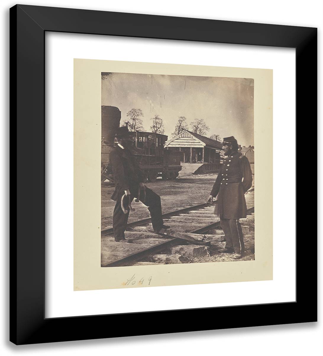 Steel Hooks, and Piece of Rail Twisted by Their Use 20x22 Black Modern Wood Framed Art Print Poster by Russell, A.J.
