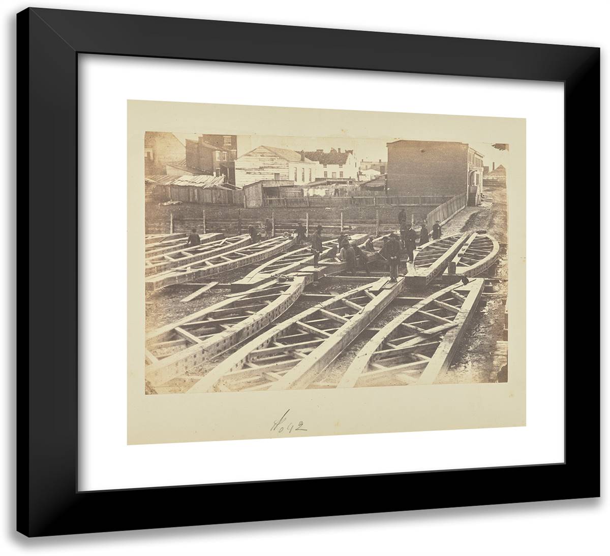 Yard at Alexandria 22x20 Black Modern Wood Framed Art Print Poster by Russell, A.J.