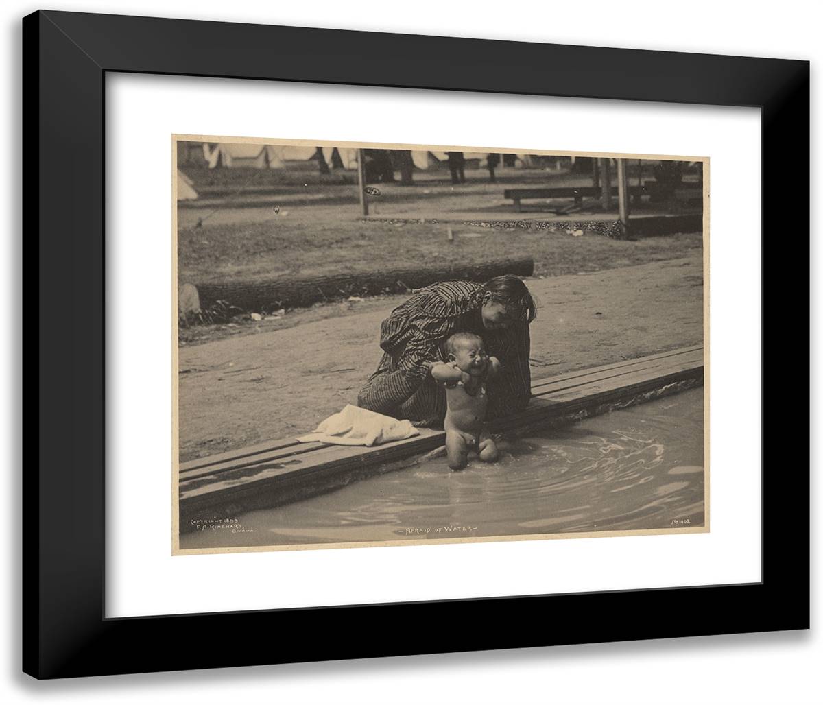 Afraid of Water 24x20 Black Modern Wood Framed Art Print Poster by Muhr, Adolph F.