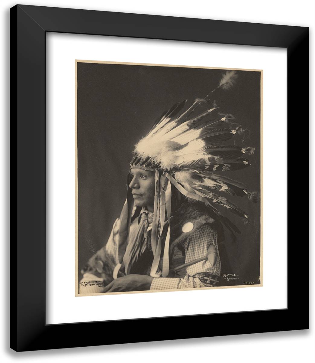 Battle, Sioux 20x23 Black Modern Wood Framed Art Print Poster by Muhr, Adolph F.