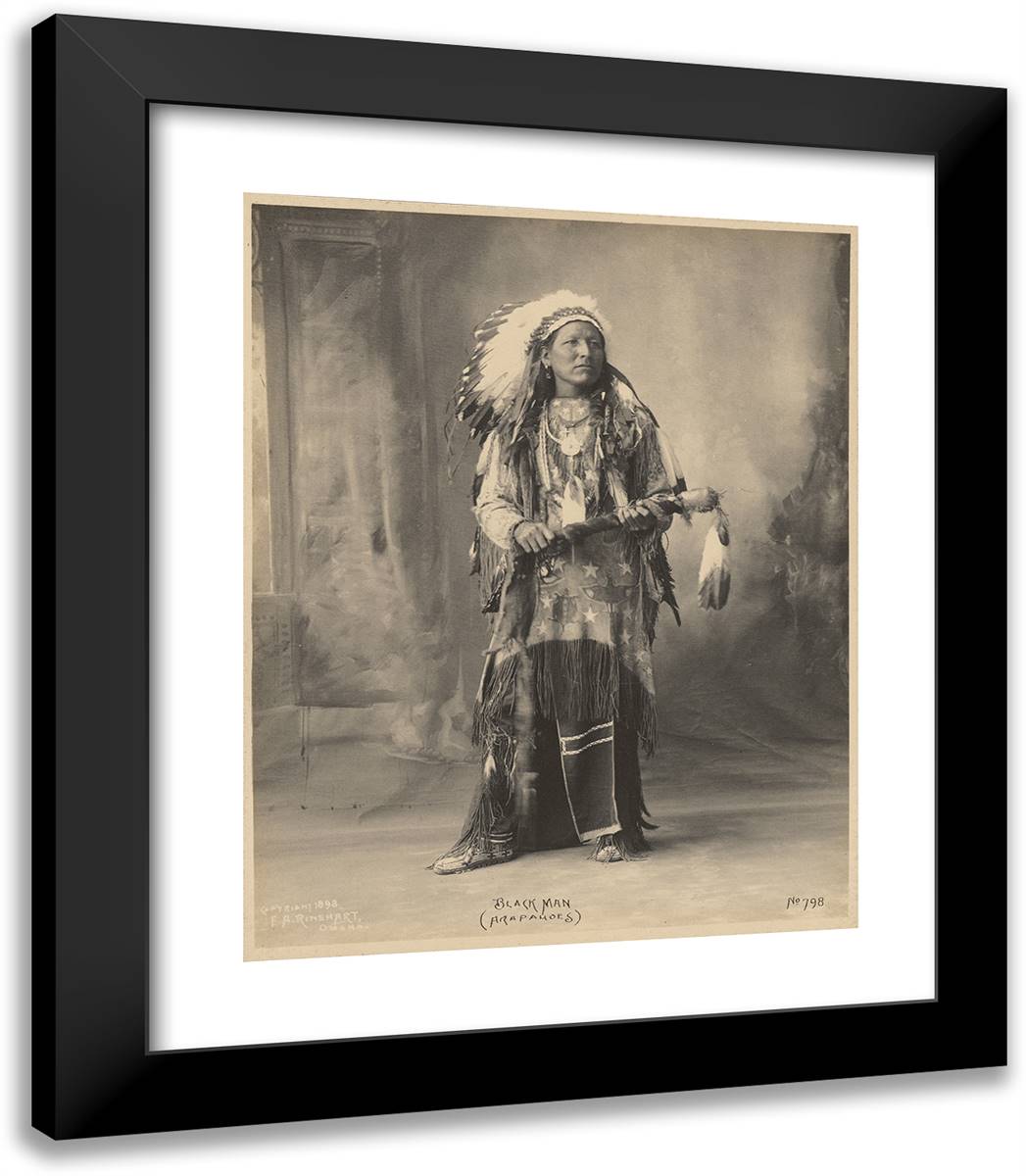 Black Man, Arapahoes 20x23 Black Modern Wood Framed Art Print Poster by Muhr, Adolph F.