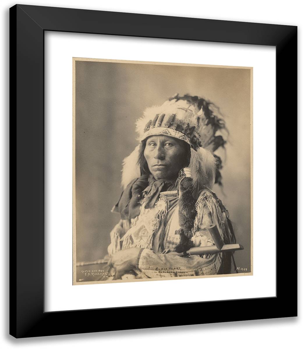 Blackheart, Ogalalla Sioux 20x23 Black Modern Wood Framed Art Print Poster by Muhr, Adolph F.
