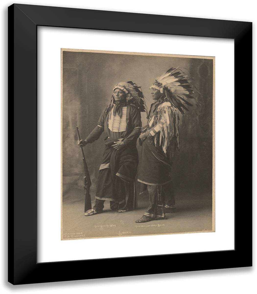 Chief Goes to War and Chief Hollow Horn Bear, Sioux 20x23 Black Modern Wood Framed Art Print Poster by Muhr, Adolph F.