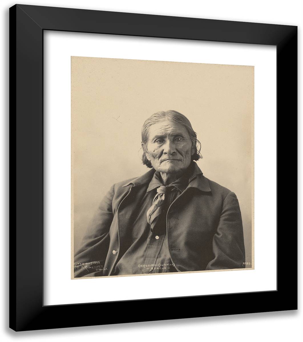 Geronimo (Guiyatle), Apache 20x23 Black Modern Wood Framed Art Print Poster by Muhr, Adolph F.